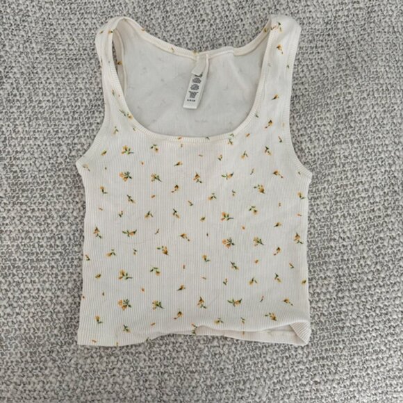 Skims Cotton Rib PJ Set in Marigold Rosebud - Picture 2 of 7